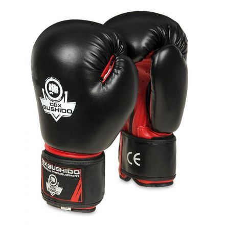 Luvas básicas de boxe para adultos (vermelhas e pretas) 6-16 onças / DBX Bushido