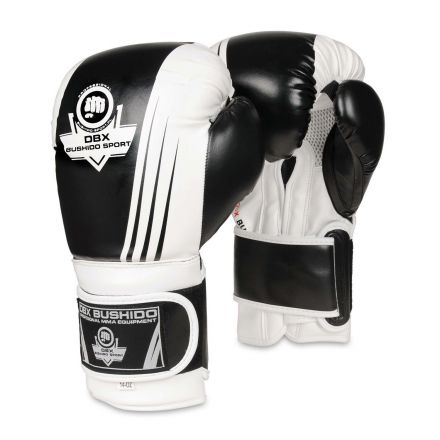 Rękawice bokserskie dla dorosłych (czarno-białe v3) 10-14oz / DBX Bushido