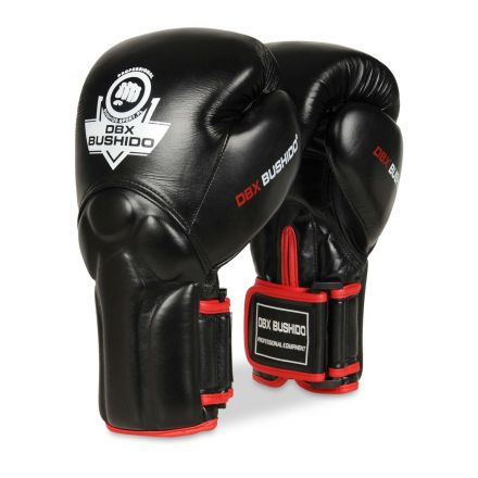 Luvas de boxe para adultos protetores de pulso (preto vermelho) 10-14 onças / DBX Bushido