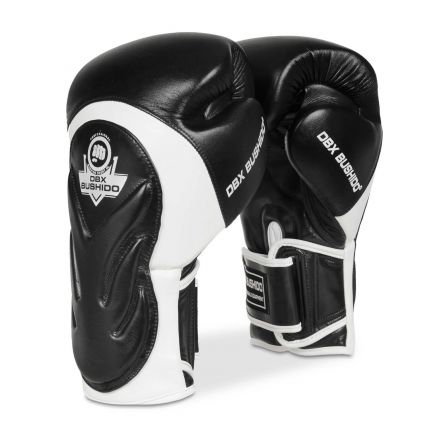 Luvas de boxe para adultos protetores de pulso (preto e branco) 10-14 onças / DBX Bushido