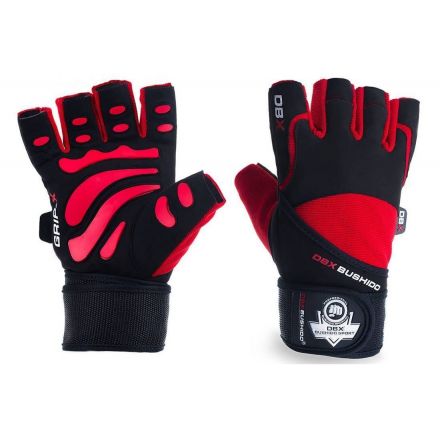 Gymnastik-Fitness-Handschuhe mit langem Klettverschluss (Rot und Schwarz) / Dbx Bushido