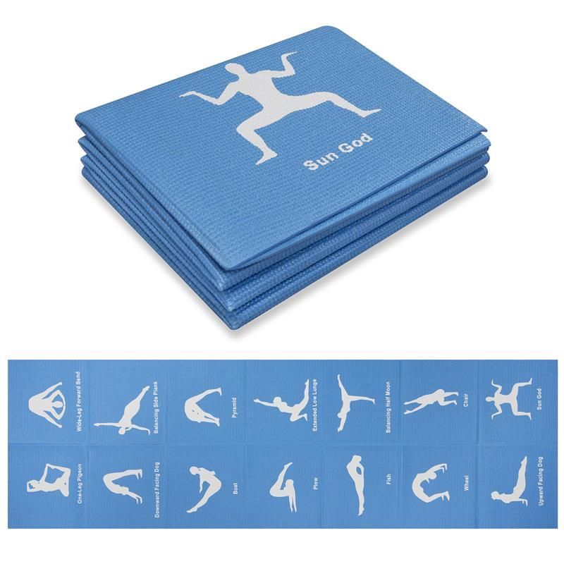 Tapis de yoga pliable de 0,6 cm d'épaisseur, facile à ranger, pliable,  léger pour le fitness, tapis d'exercice antidérapant pour le yoga, les  pilates, l'entraînement à domicile et l'exercice au sol (bleu