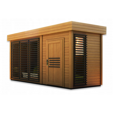 AUSSENGARTENHAUS TROCKENE FINNISCHE SAUNA 4x2 m / Eurospa