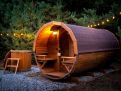 Sauna de jardim 400cm + Vestiário interno + Roupa externa com bancos suspensos + Encostos 6-8 lugares / Força de Ferro