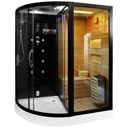 MO-1751B RIGHT TRIO, dry sauna, steam sauna and shower cabin 180X110X223CM