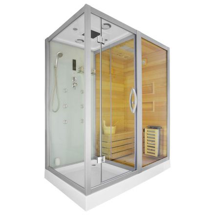 MO-1752W RIGHT TRIO, dry sauna, steam sauna and shower cabin 180X110X223CM