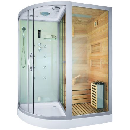 MO-1751W RIGHT TRIO, suchá sauna, parná sauna a sprchovací kút 180X110X223CM