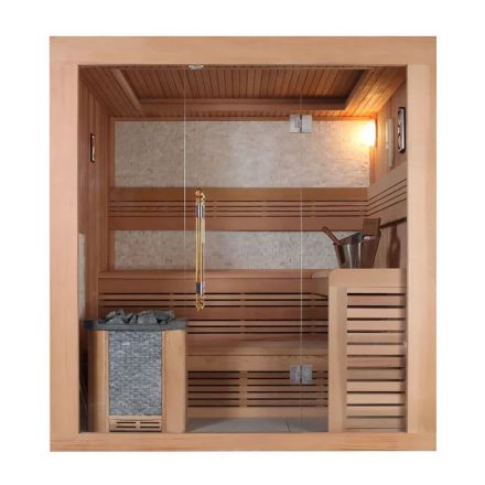MUE-1241 Dry sauna with HARVIA stove 6kW 200X180X210CM
