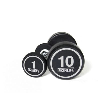 Set rubberen IRONLIFE-halters 1-10 kg (10 paar, stappen van 1 kg)