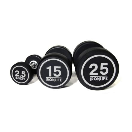 A set of rubberized one-handed IRONLIFE dumbbells 2.5-25 kg