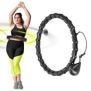 HULA HOP SET HHW11 BLACK WITH TABS AND WEIGHTS + BELT BR163 BLACK PLUS SIZE HMS