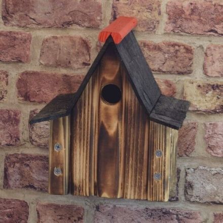 NEW Burnt Bird House Big Nest box Wood Weather Resistant Handmade Wild Bird