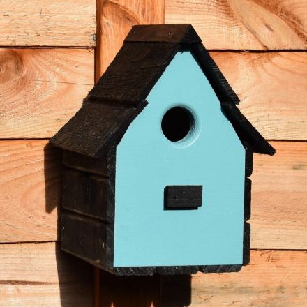 Sea Green - Wooden Bird House Nest box Wood Weather Resistant Handmade Wild Bird