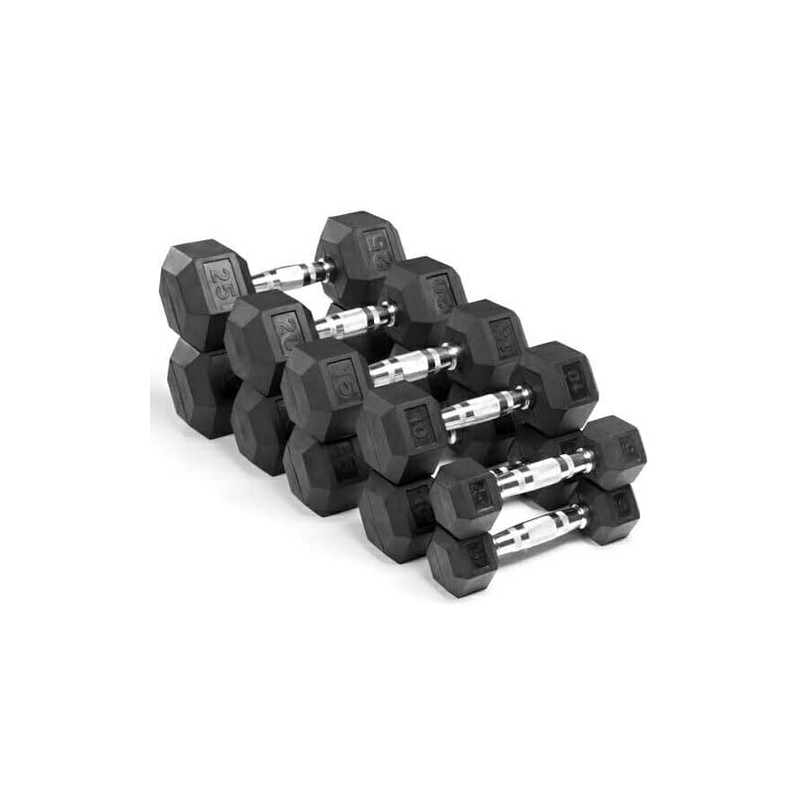  TyhhxNq Mancuerna hexagonal de goma, 5.5-99.2 lbs, mancuerna  sólida de hierro fundido ultra compacta, se vende como pares, para mujeres  y hombres, con asas de metal, mancuernas de ejercicio para el