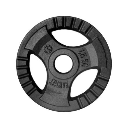 Black cast iron tri-grip weight plates standard / Kawmet 28mm